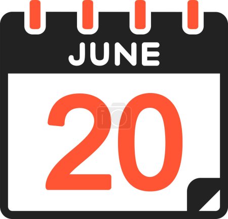 Illustration for 20 June calendar icon, vector illustration - Royalty Free Image