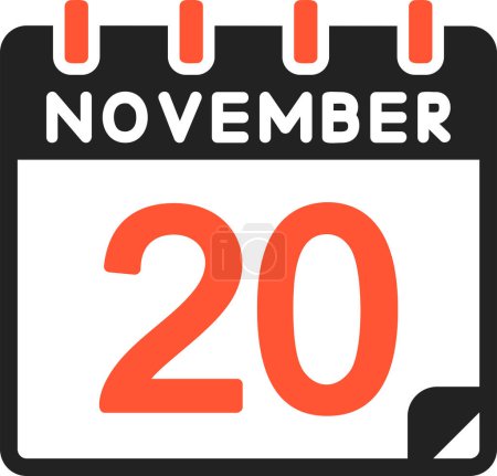 Ilustración de 20 Noviembre icono del calendario, vector de ilustración - Imagen libre de derechos