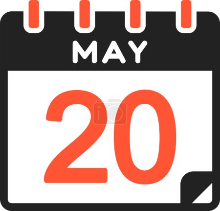 Téléchargez les illustrations : 20 Mai icône du calendrier, illustration vectorielle - en licence libre de droit