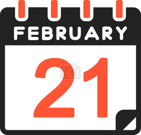 Téléchargez les illustrations : 21 Février icône du calendrier, illustration vectorielle - en licence libre de droit