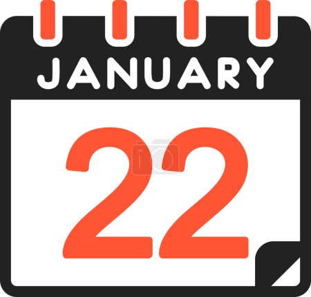 Illustration for 22 January calendar icon, vector illustration - Royalty Free Image