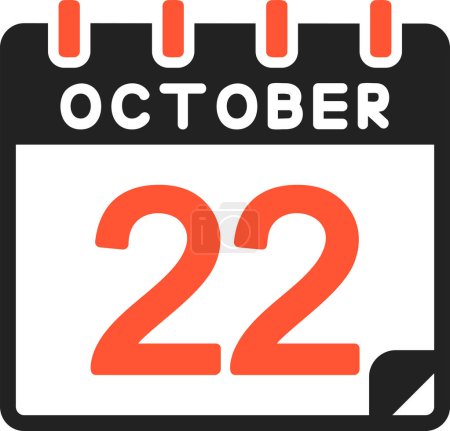 Illustration for 22 October calendar icon, vector illustration - Royalty Free Image