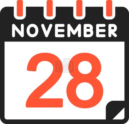 Illustration for 28 November icon, vector illustration - Royalty Free Image