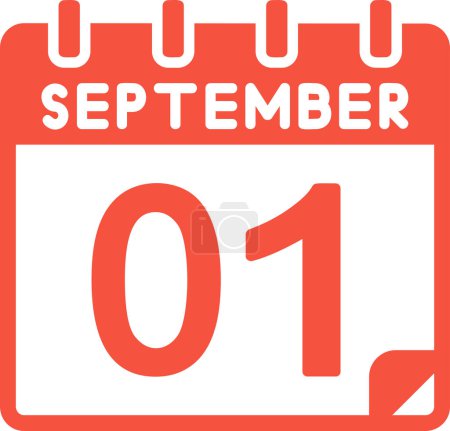 Ilustración de Calendario con la fecha del 01 de septiembre - Imagen libre de derechos