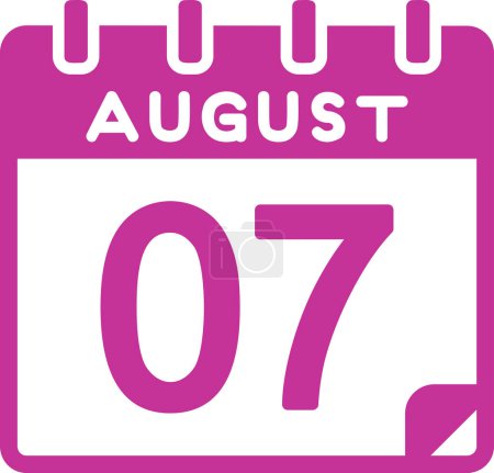 Ilustración de Calendario con la fecha del 07 de agosto - Imagen libre de derechos