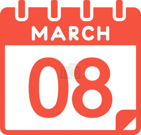 Ilustración de Calendario con la fecha del 08 de marzo - Imagen libre de derechos