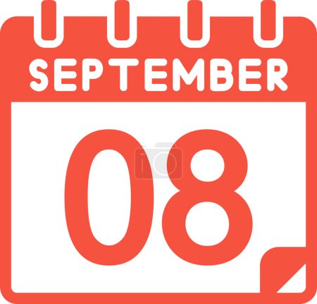 Ilustración de Calendario con la fecha del 08 de septiembre - Imagen libre de derechos