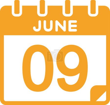 Ilustración de Calendario con la fecha del 09 de junio - Imagen libre de derechos