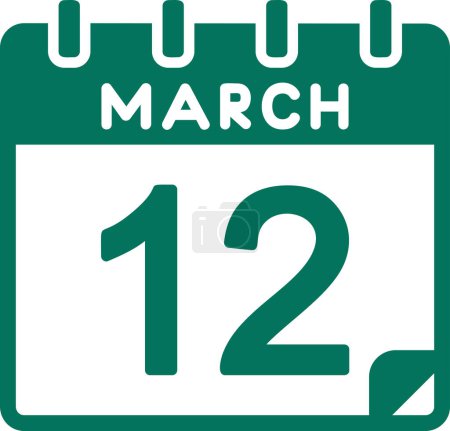 Téléchargez les illustrations : Calendrier avec la date du 12 mars - en licence libre de droit