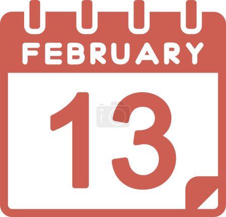 Ilustración de Ilustración vectorial. calendario con la fecha del 13 de febrero - Imagen libre de derechos