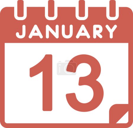 Ilustración de Ilustración vectorial. calendario con la fecha del 13 de enero - Imagen libre de derechos
