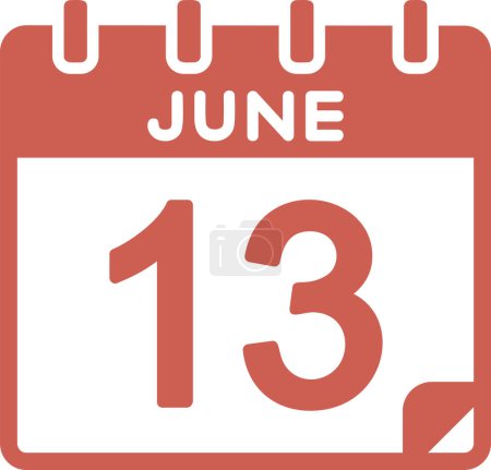 Ilustración de Calendario con la fecha del 13 de junio - Imagen libre de derechos