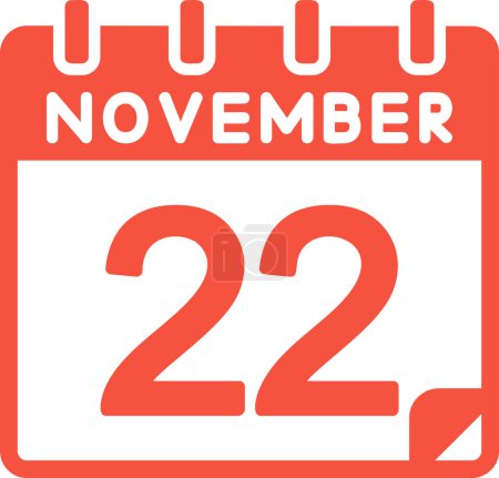 Ilustración de Ilustración vectorial. calendario con la fecha del 22 de noviembre - Imagen libre de derechos