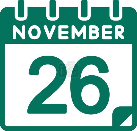 Ilustración de Ilustración vectorial. calendario con la fecha del 26 de noviembre - Imagen libre de derechos