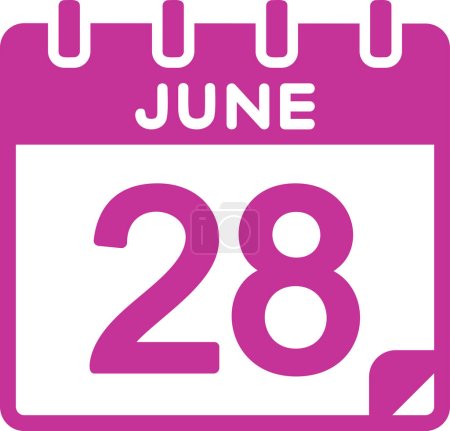 Ilustración de Calendario con la fecha del 28 de junio - Imagen libre de derechos