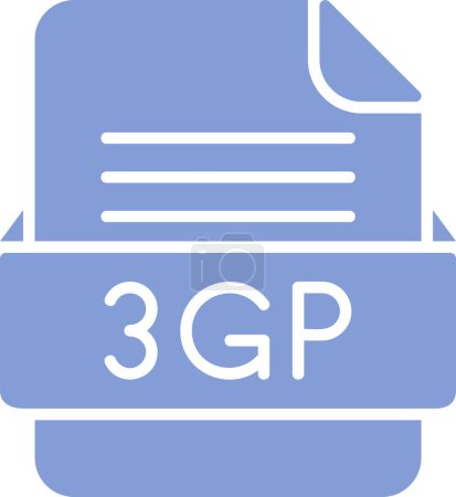 Téléchargez les illustrations : Fichier 3GP, icône de document, illustration vectorielle - en licence libre de droit