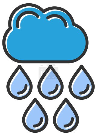 Téléchargez les illustrations : Icône de pluie nuage dans la conception remplie - en licence libre de droit