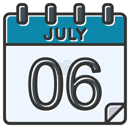 Ilustración de Ilustración vectorial. calendario con la fecha del 06 de julio - Imagen libre de derechos