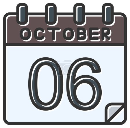Ilustración de Ilustración vectorial. calendario con la fecha del 06 de octubre - Imagen libre de derechos