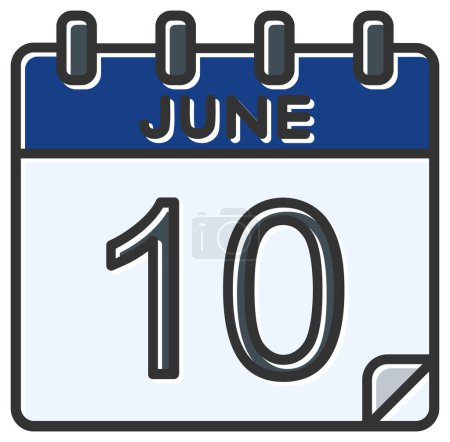 Illustration for Vector illustration. calendar with the date of June 10 - Royalty Free Image