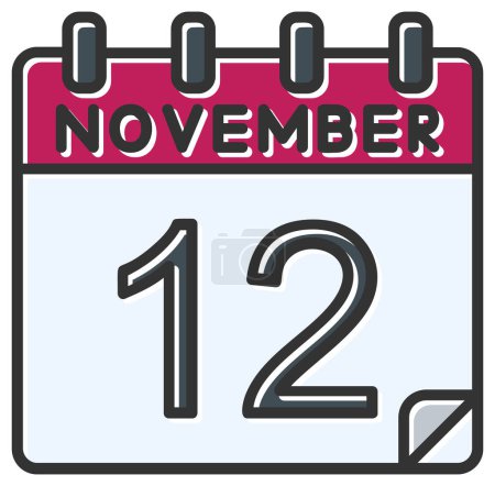 Ilustración de Ilustración vectorial. calendario con la fecha del 12 de noviembre - Imagen libre de derechos