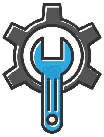 Illustration for Settings gear icon with wrench - Royalty Free Image