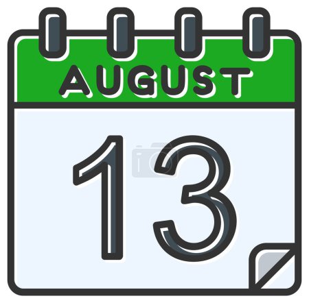 Illustration for Vector illustration. calendar with the date of August 13 - Royalty Free Image