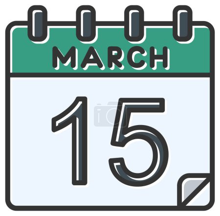 Ilustración de Ilustración vectorial. calendario con la fecha del 15 de marzo - Imagen libre de derechos