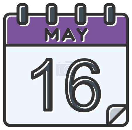 Ilustración de Ilustración vectorial. calendario con la fecha del 16 de mayo - Imagen libre de derechos