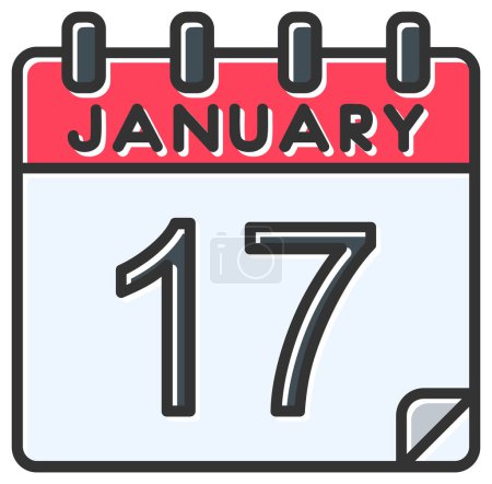 Ilustración de Ilustración vectorial. calendario con la fecha del 17 de enero - Imagen libre de derechos