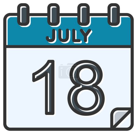 Ilustración de Ilustración vectorial. calendario con la fecha del 18 de julio - Imagen libre de derechos