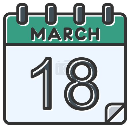 Illustration for Vector illustration. calendar with the date of March 18 - Royalty Free Image