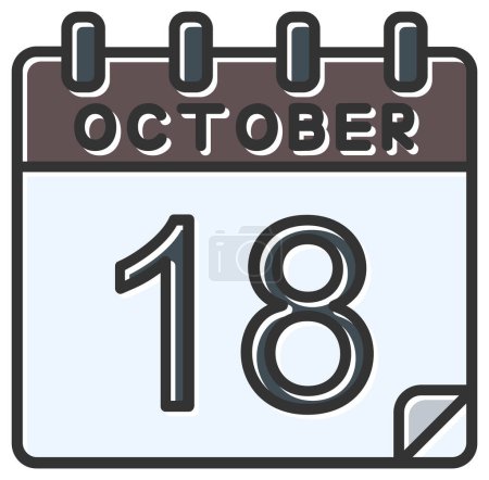 Ilustración de Ilustración vectorial. calendario con la fecha del 18 de octubre - Imagen libre de derechos