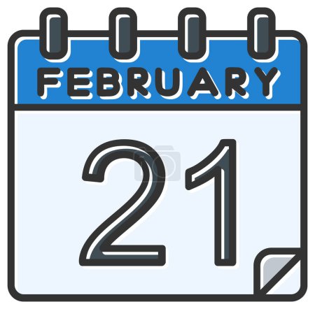 Ilustración de Ilustración vectorial. calendario con la fecha del 21 de febrero - Imagen libre de derechos