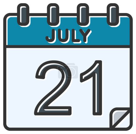 Ilustración de Ilustración vectorial. calendario con la fecha del 21 de julio - Imagen libre de derechos