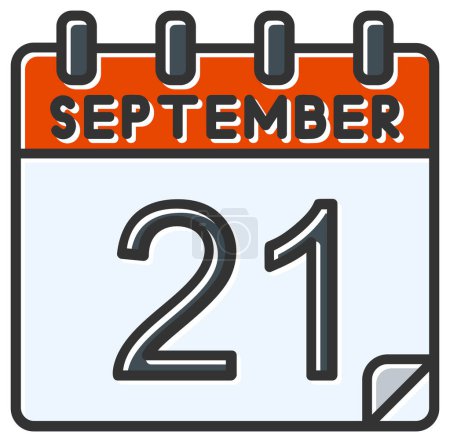 Ilustración de Ilustración vectorial. calendario con la fecha del 21 de septiembre - Imagen libre de derechos