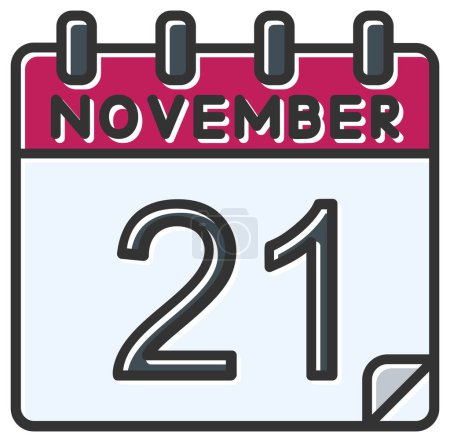 Ilustración de Ilustración vectorial. calendario con la fecha del 21 de noviembre - Imagen libre de derechos
