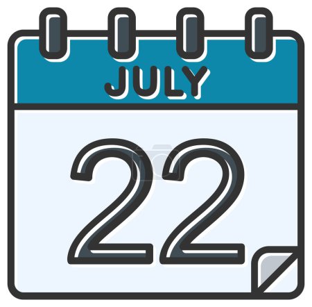 Vektorillustration. Kalender mit dem Datum 22. Juli