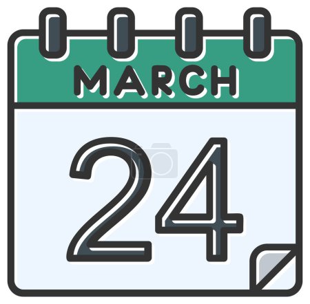 Illustration for Vector illustration. calendar with the date of March 24 - Royalty Free Image