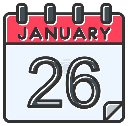 Illustration for Vector illustration. calendar with the date of January 26 - Royalty Free Image