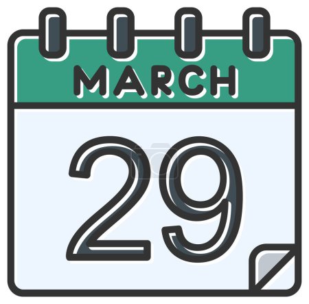 Illustration for Vector illustration. calendar with the date of March  29 - Royalty Free Image