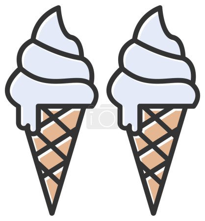 Illustration for Ice cream icon. outline illustration of ice cream vector icons for web - Royalty Free Image