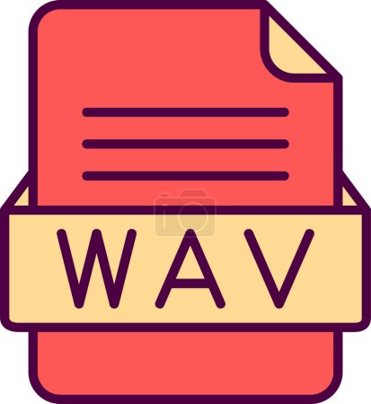 Téléchargez les illustrations : WAV file format icon vector illustration - en licence libre de droit