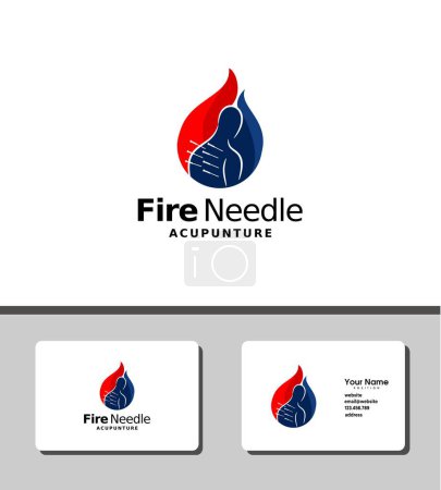 Ilustración de Logo de acupuntura de aguja de fuego simple y excepcional - Imagen libre de derechos