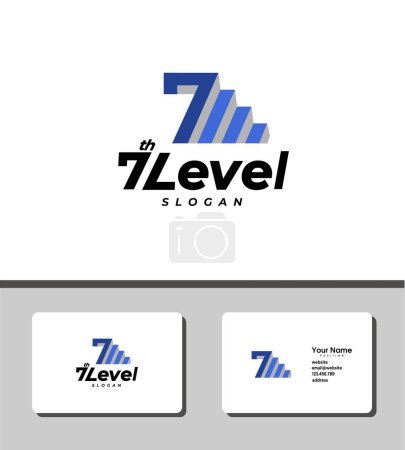 Illustration for Logo template that combines a stair and the number seven - Royalty Free Image