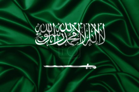 Téléchargez les photos : Arabie Saoudite agitant drapeau gros plan satin texture fond - en image libre de droit
