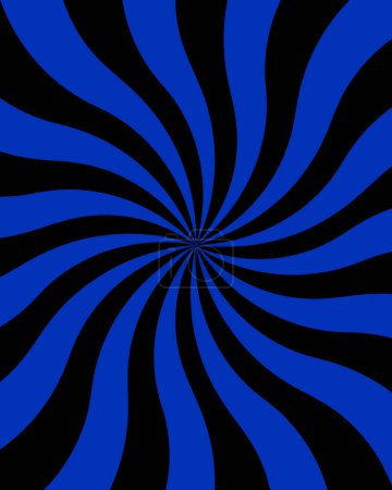 Swirl background of blue and black twisted spiral ray stripes