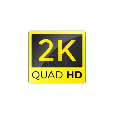 Gold 2k Quad HD Etikett isoliert auf weißem Hintergrund