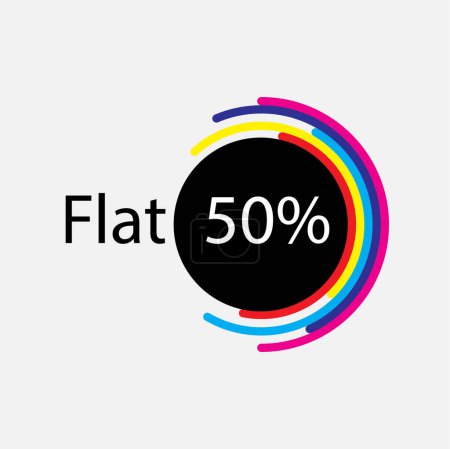 50 percent flat discount colorful monogram sale promotion badge design