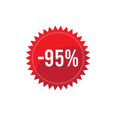 Photo for -95% discount badge design. Promotional shopping round label stamp in red color - Royalty Free Image